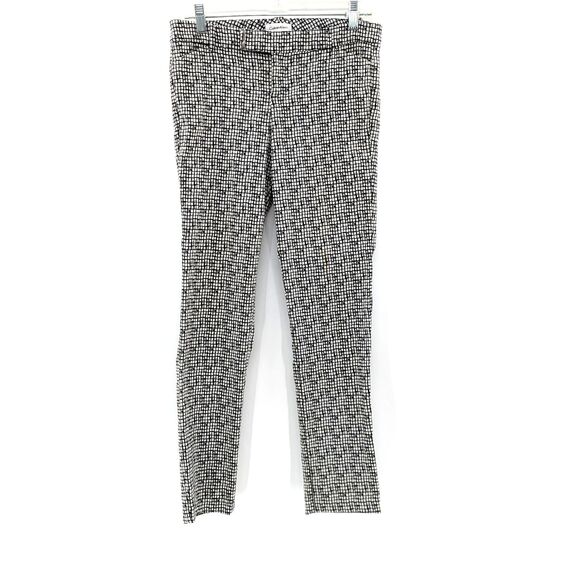 Calvin Klein Black White Abstract Checker Patterned Straight Leg Pants SIze 2 - Picture 1 of 7